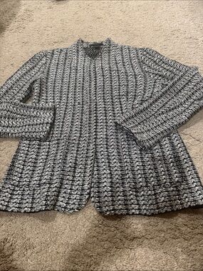 St. John Black and White Textured Knit Jacket